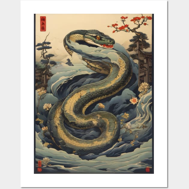 Japanese Anaconda Art Wall Art by Spaceboyishere